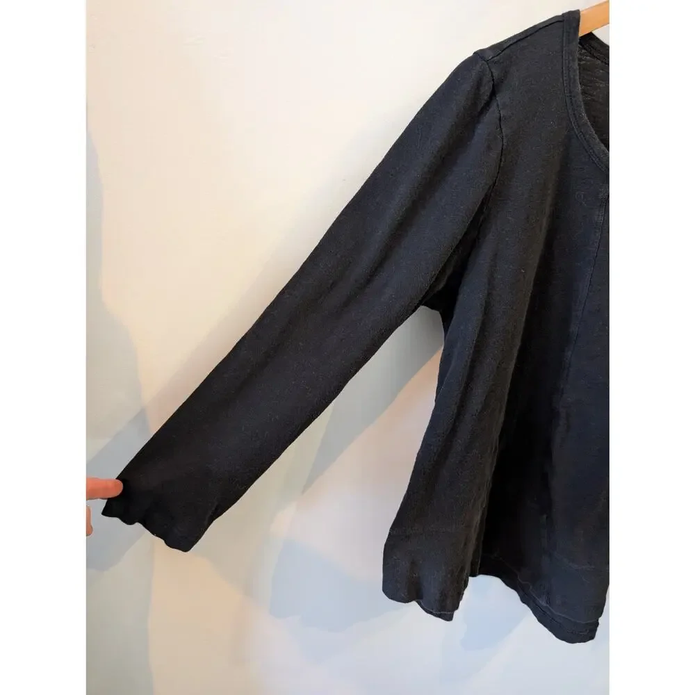 Habitat Black Cotton Long Sleeve Tee Relaxed Fit Seam Detail Minimalist Medium - Picture 4 of 7